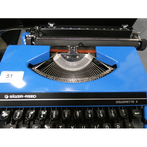51 - Silver-Reed Silverette II typewriter and Smith Premier typewriter, both cased....