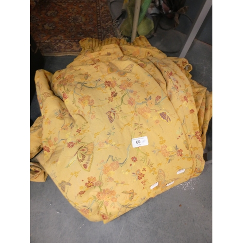 60 - &nbsp;Pair of floral curtains....