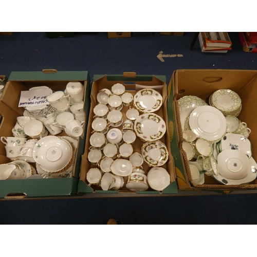 7 - Three cartons containing green and white china teawares to include Royal Staffordshire, Rosina, Art ...