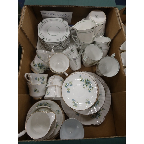 7 - Three cartons containing green and white china teawares to include Royal Staffordshire, Rosina, Art ...