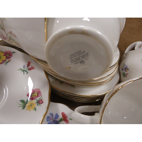 8 - Two cartons containing assorted floral decorated china tea and dinnerwares to include Pall Mall, Val...