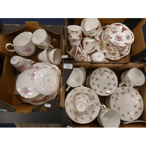 9 - Three cartons containing Duchess china floral decorated teawares....