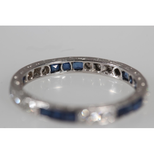 174 - Antique platinum ladies eternity ring set with sapphires and diamonds, 0.45ct of diamonds and sapphi... 