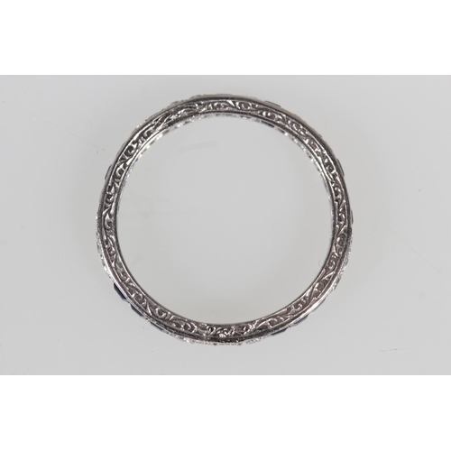 174 - Antique platinum ladies eternity ring set with sapphires and diamonds, 0.45ct of diamonds and sapphi... 