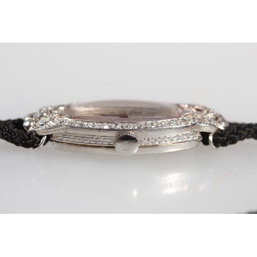 175 - Ladies platinum and diamond art deco cocktail watch, the case set with 44 diamonds, approximately 0.... 