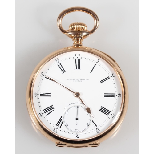 177 - 18ct yellow gold Patek Phillipe Genève chronometro gondolo, the white enamel dial with Roman Numeral... 