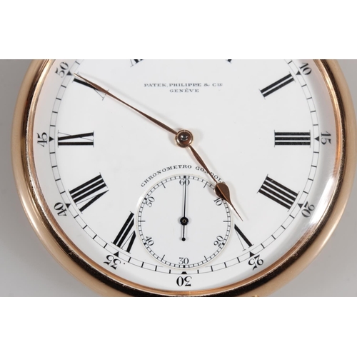 177 - 18ct yellow gold Patek Phillipe Genève chronometro gondolo, the white enamel dial with Roman Numeral... 