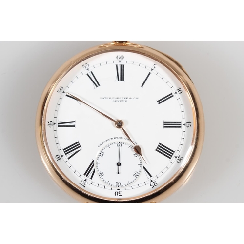 177 - 18ct yellow gold Patek Phillipe Genève chronometro gondolo, the white enamel dial with Roman Numeral... 