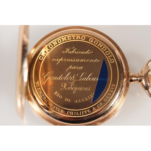 177 - 18ct yellow gold Patek Phillipe Genève chronometro gondolo, the white enamel dial with Roman Numeral... 