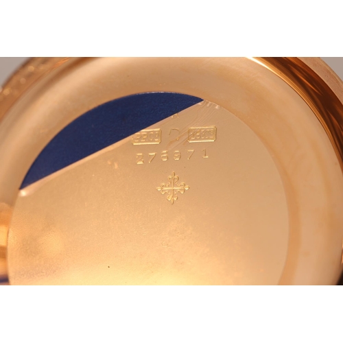 177 - 18ct yellow gold Patek Phillipe Genève chronometro gondolo, the white enamel dial with Roman Numeral... 