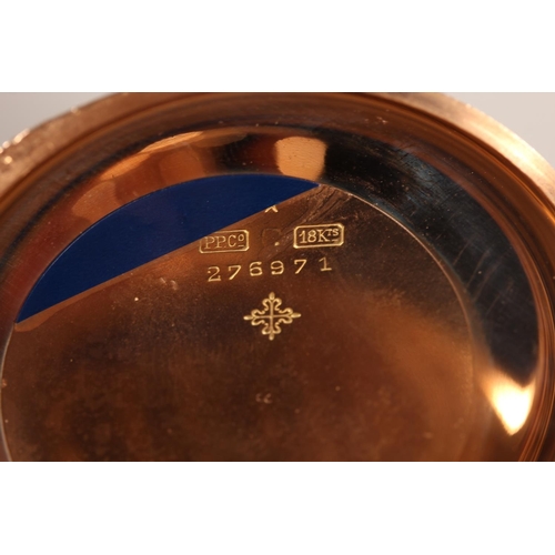 177 - 18ct yellow gold Patek Phillipe Genève chronometro gondolo, the white enamel dial with Roman Numeral... 