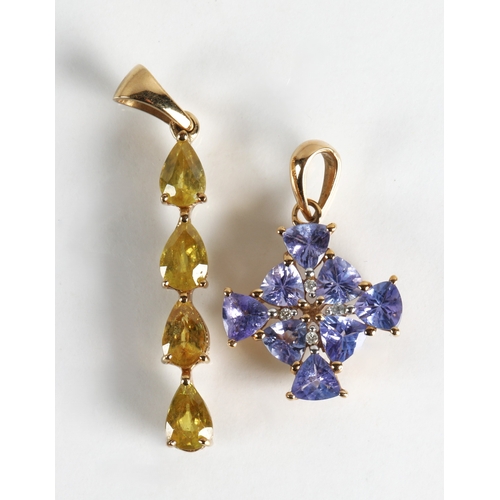 58 - Two 9k gold gem set pendants (2), gross weight 3.4g