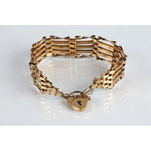 66 - 9ct gold gate link bracelet, 10.5g