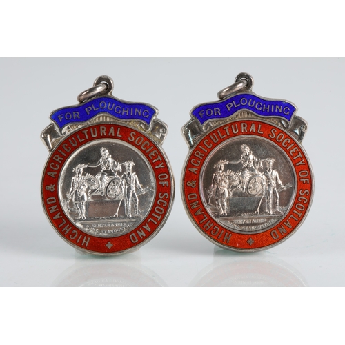 82 - Two Highland & Agricultural Society of Scotland silver medals 'For Ploughing', 1932 and 1931, 34... 