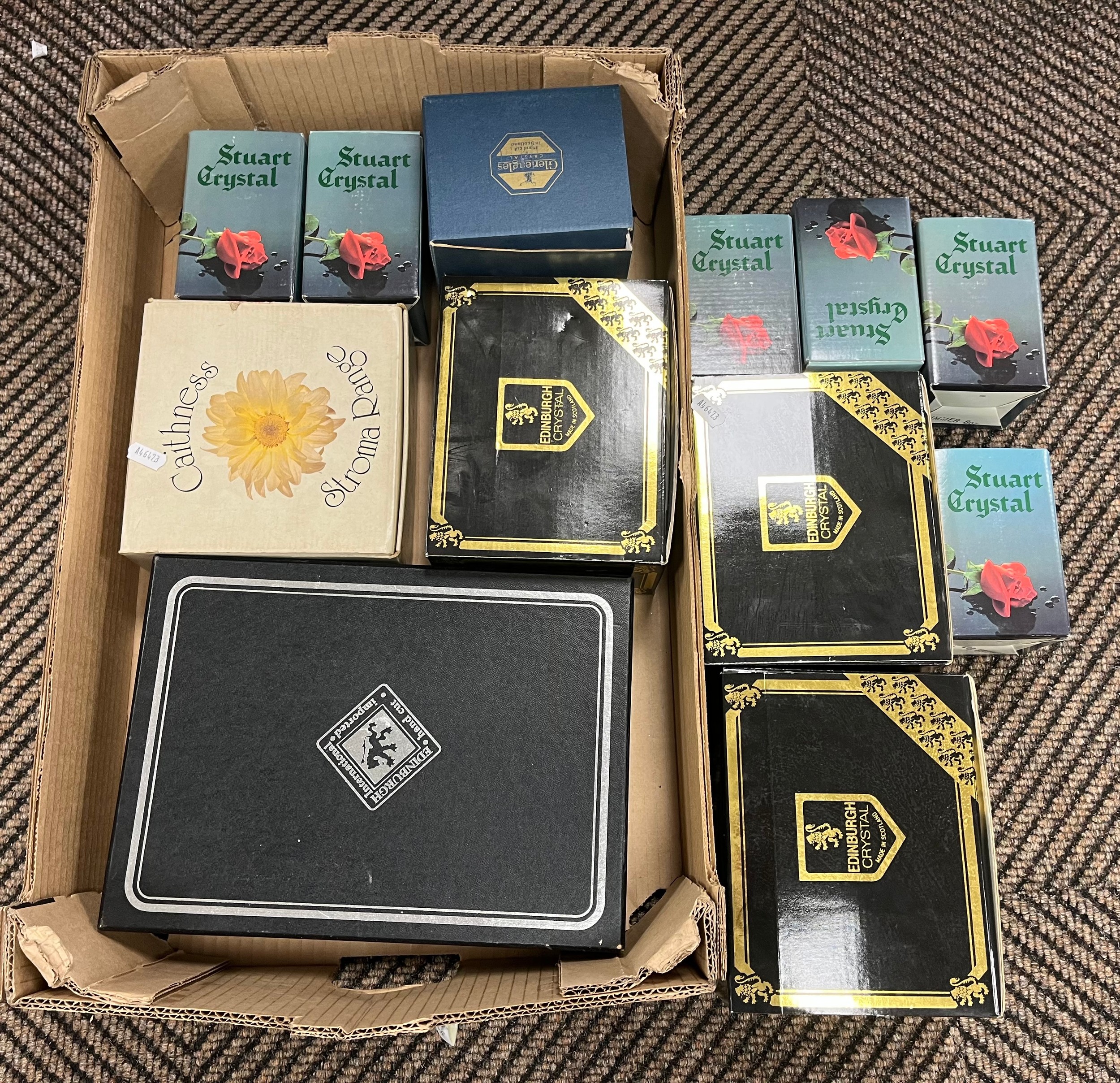 Collection of cased Edinburgh Crystal and Stuart crystal glass ware ...