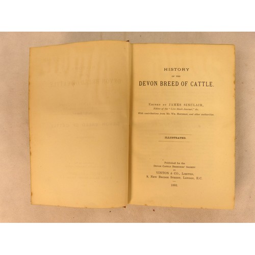50 - SINCLAIR JAMES.  History of the Devon Breed of Cattle. Eng. plates. Orig. brown cloth, some mkg. &am... 
