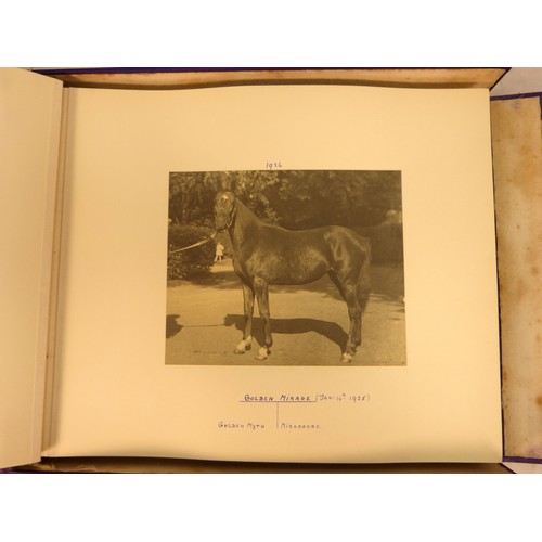 49 - Album - Thoroughbred Horses. A fine oblong quarto album in purple morocco for Asprey & outer box... 