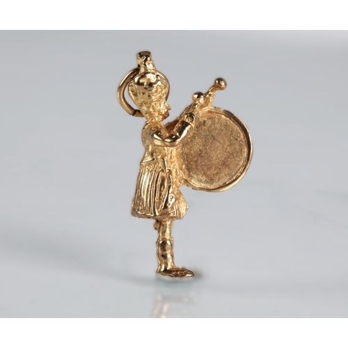 85 - 9ct gold drummer charm, 6.8g