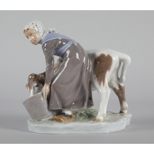 16 - Royal Copenhagen &lsquo;Girl with Calf&rsquo; figure, model 779, 16cm h.