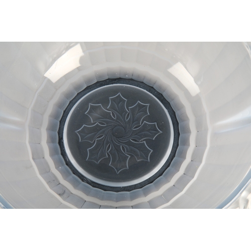 22 - Blue frosted glass pedestal bowl, diameter 26cm.