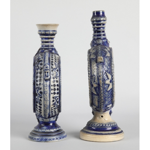 27 - Two German salt-glazed ring jugs, both approx 25cm h. (2).