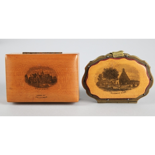 32 - Collection of Mauchline ware to include miniature caldron, string ball, trinket boxes, house form mo... 