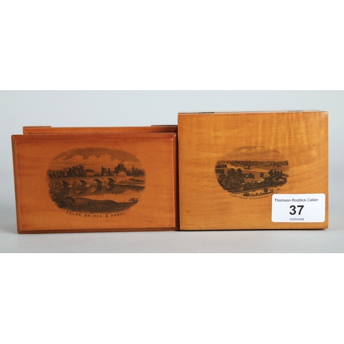 37 - Collection of Mauchline Ware to include three boxes and two money banks (5).