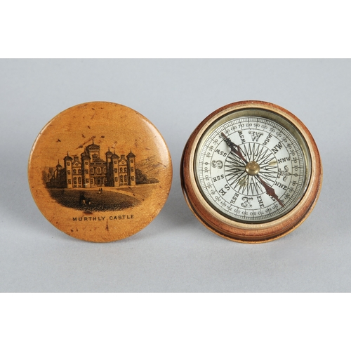 39 - Collection of Mauchline Ware to include miniature cup and bell, thermometer, cylindrical box, 'Princ... 