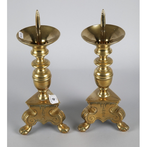 40 - Pair brass altar candlesticks, each 34cm h.