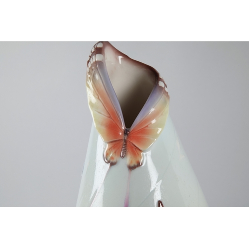45 - Franz Porcelain Butterfly vase, stands 39cm h.