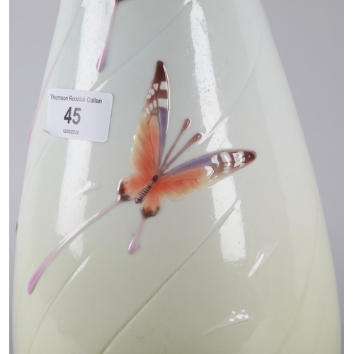45 - Franz Porcelain Butterfly vase, stands 39cm h.