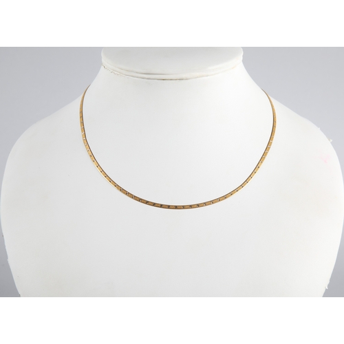 50 - 9ct gold snake chain necklace etched with stars in contrasting white gold, 3g