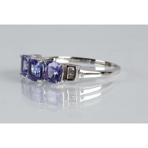 55 - 9ct white gold  tanzanite ring set , ring size P, 2.3g