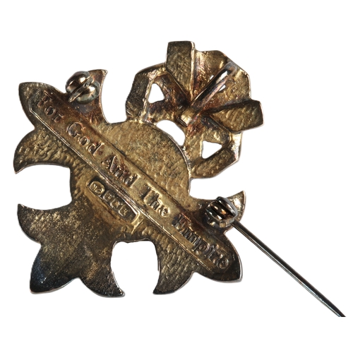 63 - Silver British Empire brooch enamelled pink and blue, 'For God and the Empire', Norman Grant, Edinbu... 