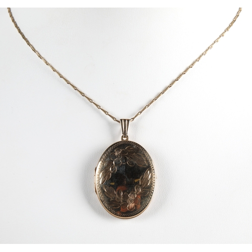 71 - 9ct gold locket and chain, gross weight 9.8g