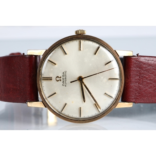 80 - Gents 9ct gold cased Omega Automatic wristwatch on leather strap, boxed