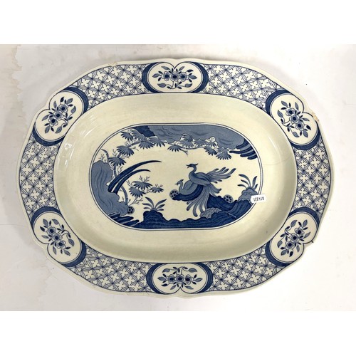 277 - C. Mallorca Felanitx blue and white tureen and platter with an Old Chelsea transfer printed platter ... 