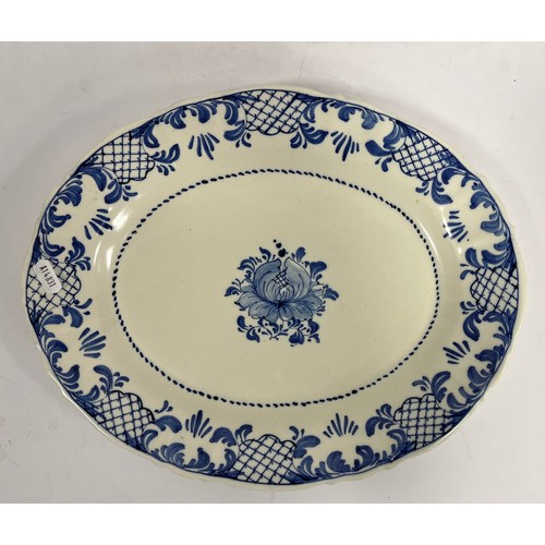 277 - C. Mallorca Felanitx blue and white tureen and platter with an Old Chelsea transfer printed platter ... 