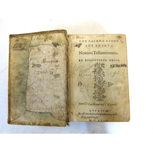 104 - ESTIENNE ROBERT (Pubs).  Novum Testamentum ex Bibliotheca Regia, Greek text in Garamont`s Cicero fou... 