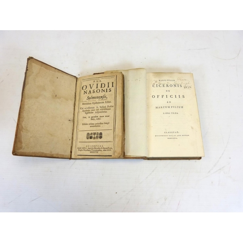 66 - OVID.&nbsp; Sulmonensis. 16mo. Old calf, internal damp stng. Andrew Anderson, Edinburgh, 1706; also ... 
