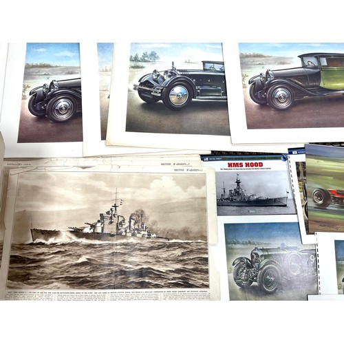 267 - Collection of ‘A Picture History of the Motor Car’ portfolio prints by Piet Olyslager and vintage ra... 