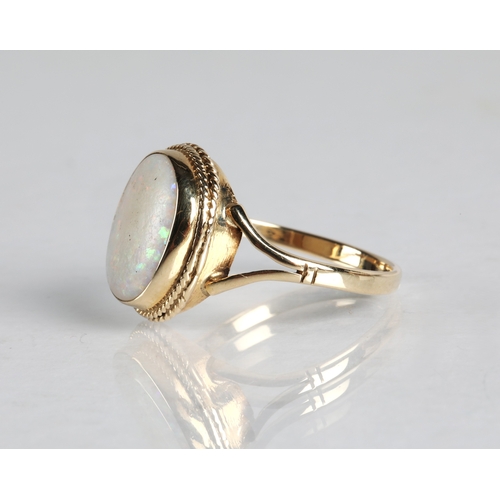 53A - Ladies 9ct gold opal ring, gross weight 2.8