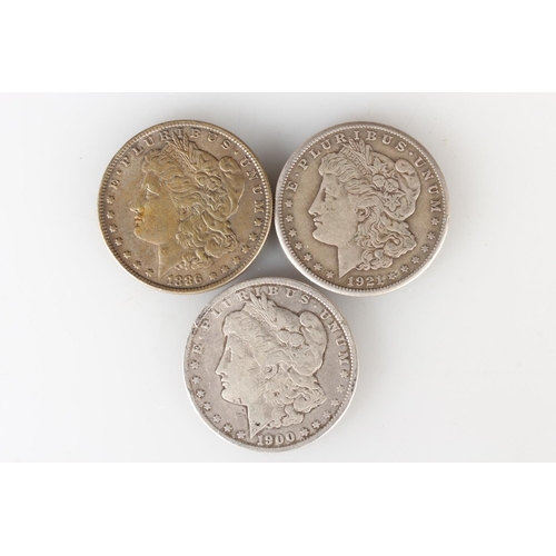 1511 - UNITED STATES OF AMERICA USA Morgan dollars 1886, 1900 O and 1921 S, 78g gross. (3)