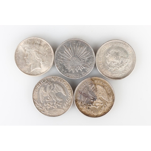 1513 - MEXICO eight reales 1880 Zs JS [903 grade silver, 27.1g] a copy of an 1882 8 reales [metal, 21.5g], ... 