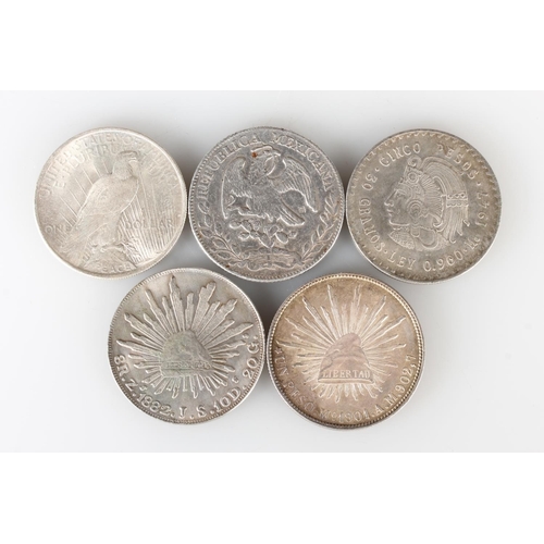 1513 - MEXICO eight reales 1880 Zs JS [903 grade silver, 27.1g] a copy of an 1882 8 reales [metal, 21.5g], ... 