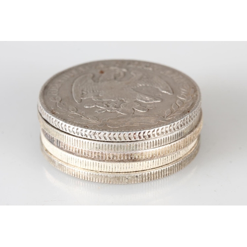 1513 - MEXICO eight reales 1880 Zs JS [903 grade silver, 27.1g] a copy of an 1882 8 reales [metal, 21.5g], ... 
