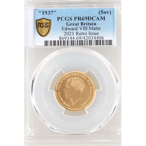 1648 - UNITED KINGDOM King Edward VIII (1936) fantasy coin matte gold sovereign &ldquo;1937&rdquo;, 2021 Re... 