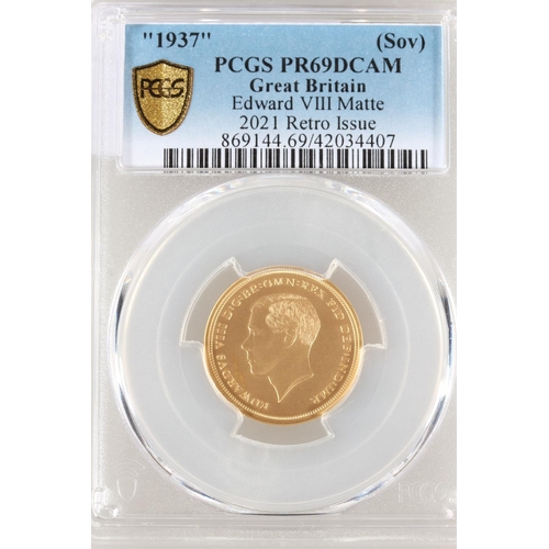 1649 - UNITED KINGDOM King Edward VIII (1936) fantasy coin matte gold sovereign &ldquo;1937&rdquo;, 2021 Re... 