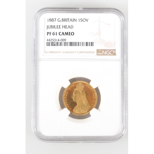 1653 - UNITED KINGDOM Queen Victoria (1837-1901) gold sovereign 1887, Jubilee bust, S3866. Slabbed by NGC 4... 