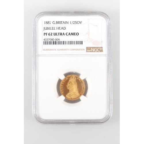 1654 - UNITED KINGDOM Queen Victoria (1837-1901) gold half sovereign 1887, Jubilee bust, S3869. Slabbed by ... 